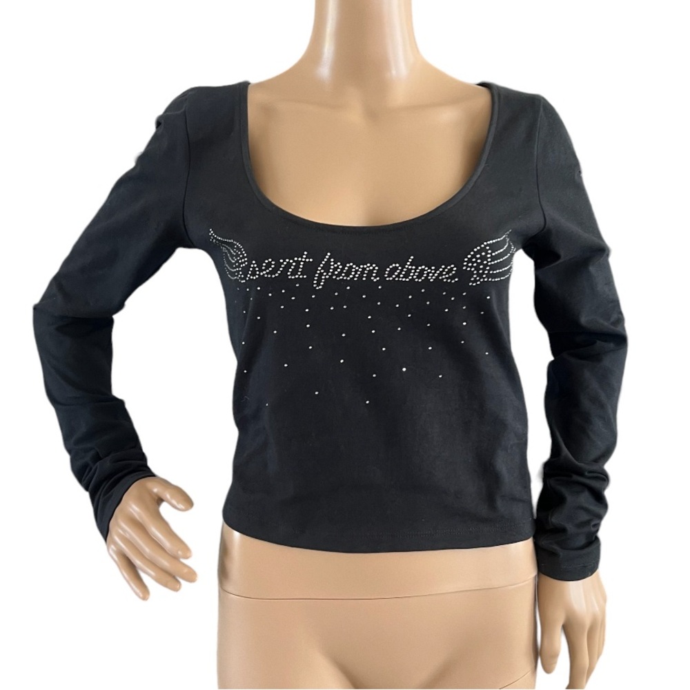 Urban Outfitters Cropped Sparkle “Sent From Above” Top